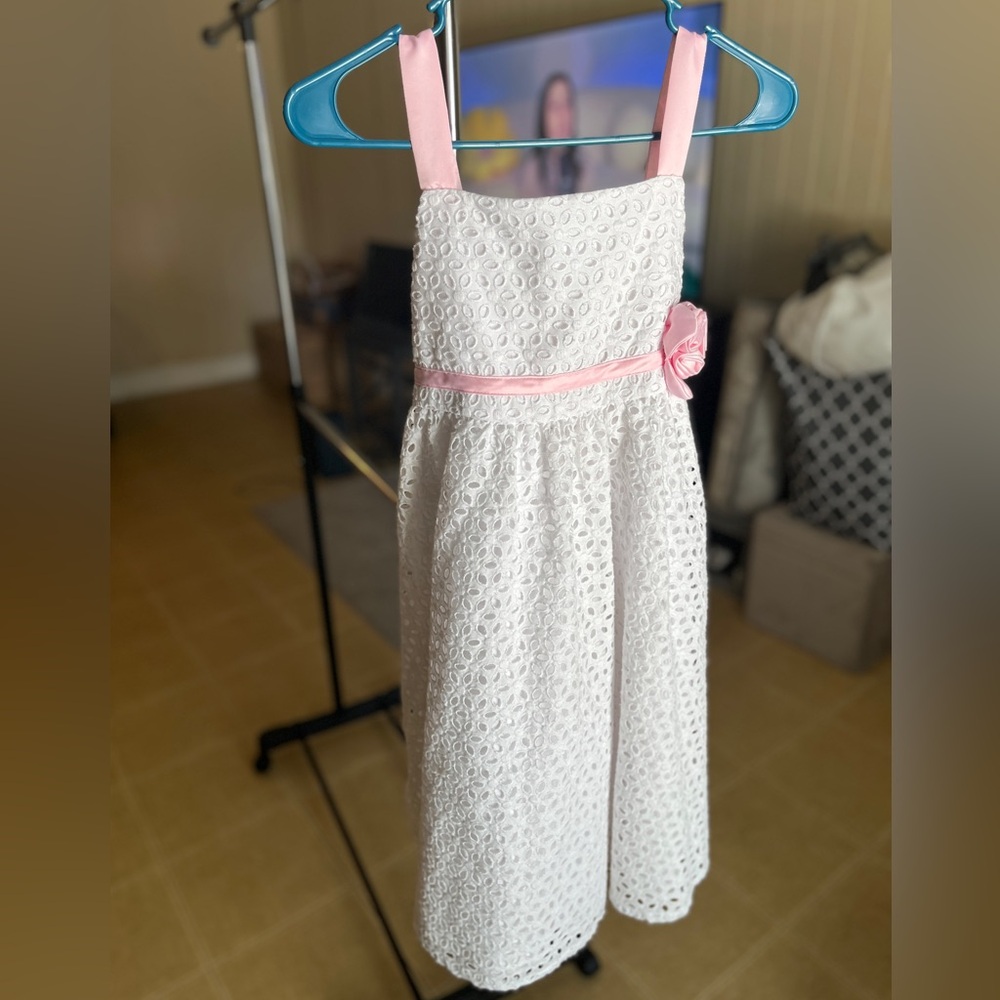 Children’s White Dress with Pink